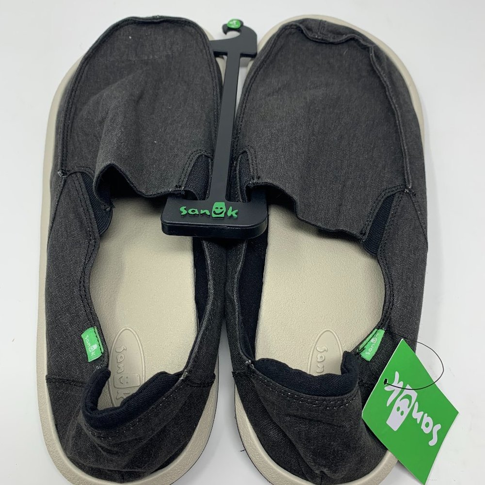 Sanuk Men's Pick Pocket Slip-on Hemp Shoes Black - Picture 2 of 6